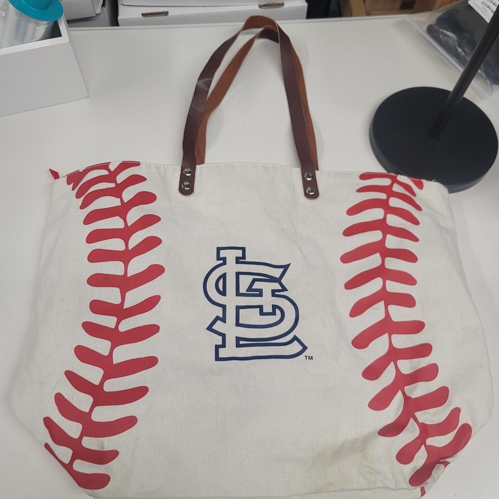 St Louis Cardinals Tote Bag Canvas Baseball Stitch Red Blue Logo MLB Sports